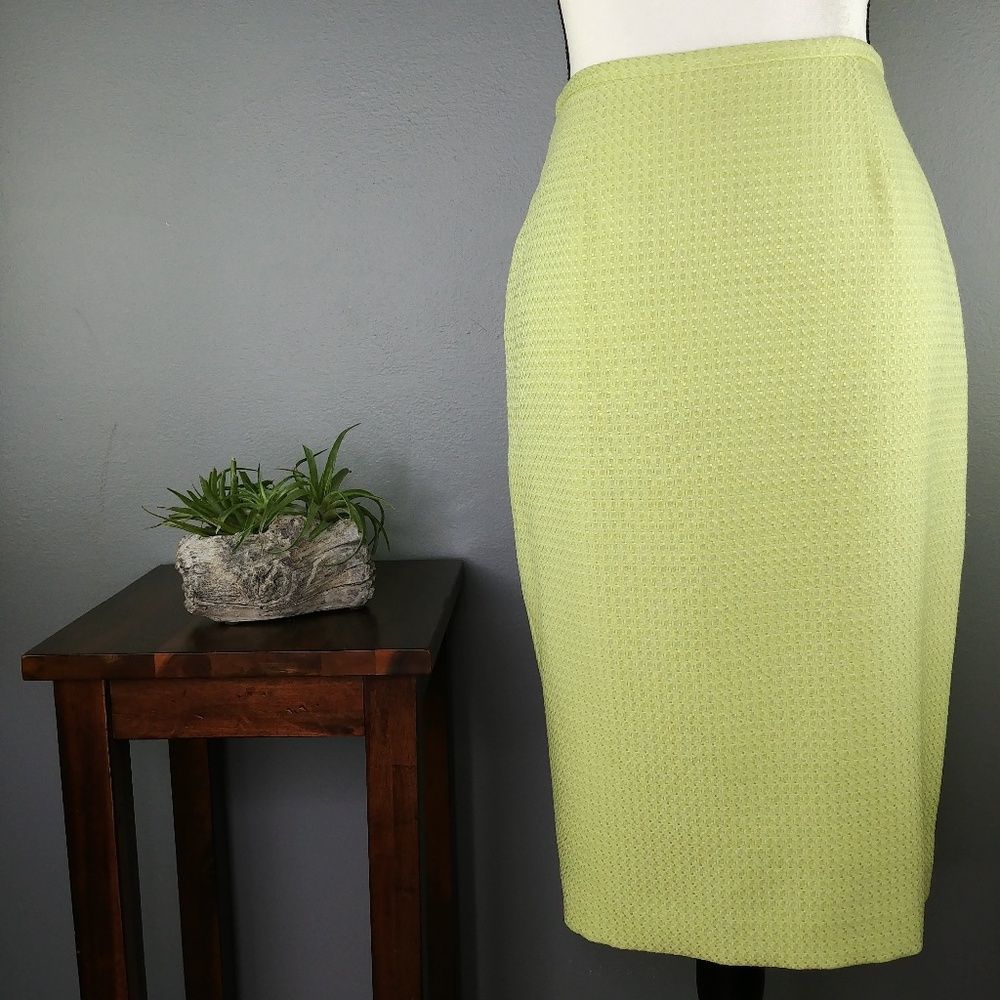 Talbots Leaf Green Lined Midi Pencil Skirt